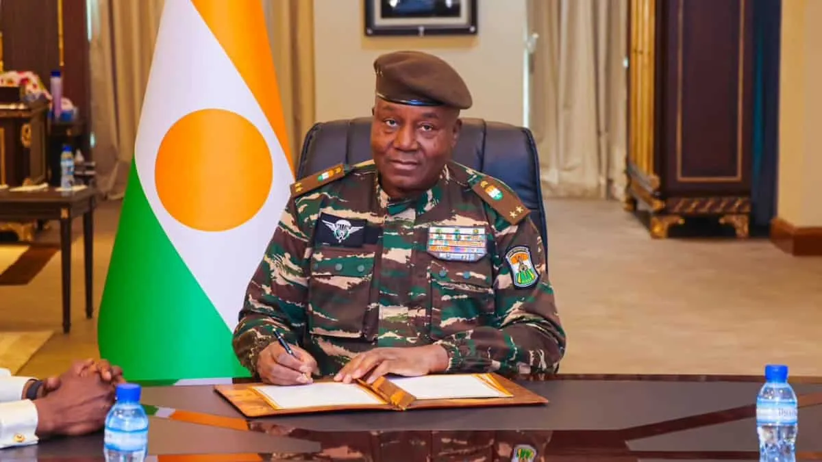 Niger's leader General Abdourahmane Tiani during alliance's signing event in Tamako | X